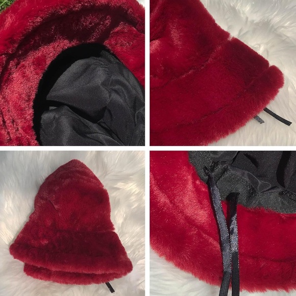 Luxurious Red Faux Fur Bucket Hat